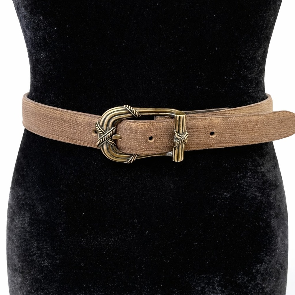 V By Vicenza Women's Textured Leather‎ Waist Belt Size 28 Brown Italian Calfskin